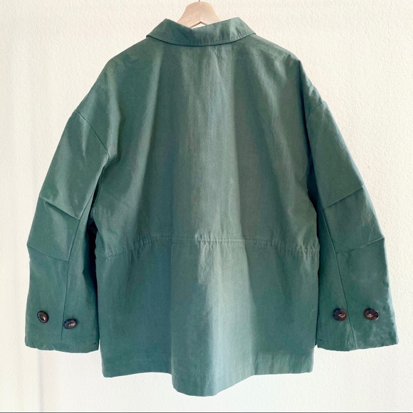 Zara Green Pleated Overshirt Size Medium - Picture 3 of 8